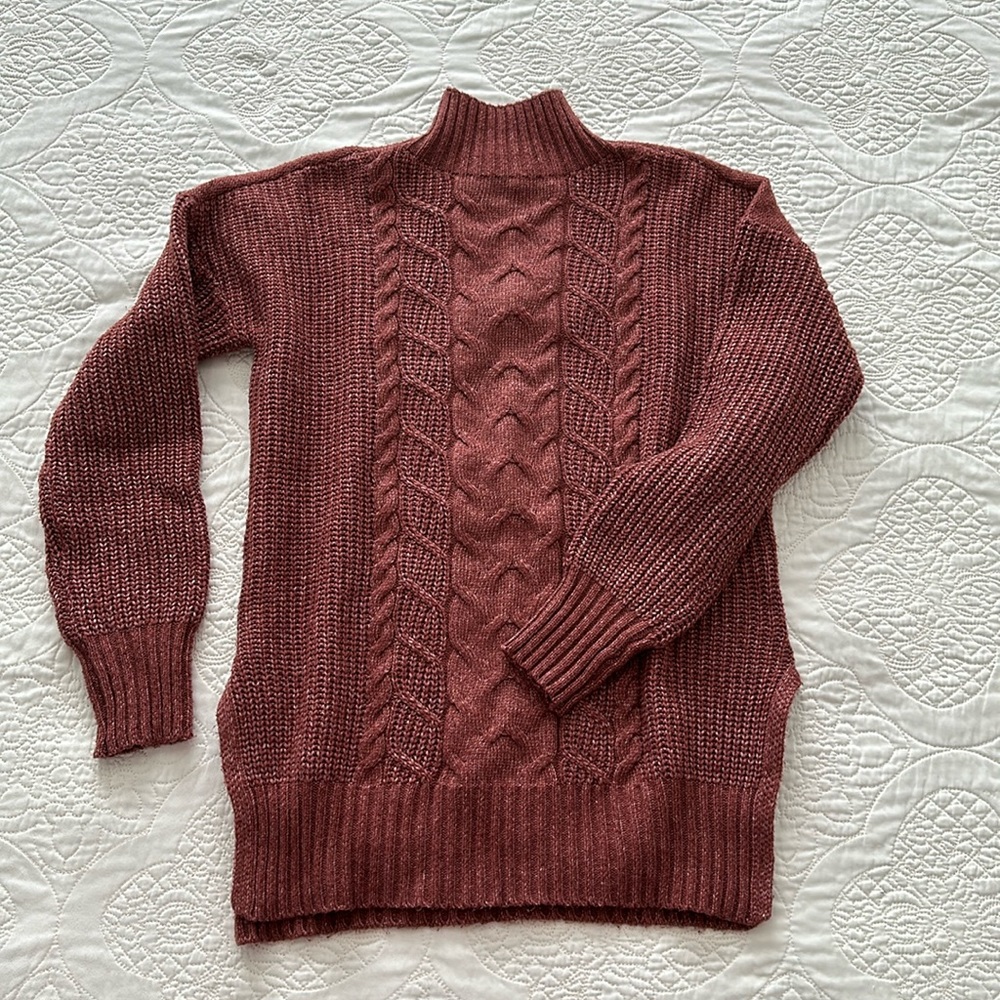 Maurice's cable mock neck tunic sweater